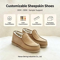 Chaussures à enfiler en cuir de mouton chaudes et confortables, doublées de fourrure, en peau de mouton australienne double face, pour usage quotidien
