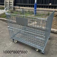 Chariot pliable robuste à roues en treillis métallique, conteneur de stockage métallique galvanisé empilable pour la logistique d'entrepôt, personnalisable