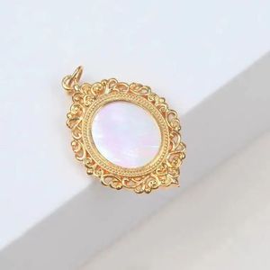 Accessoires de bijouterie Xinfly en gros, pendentif vintage en or véritable 18 carats, coquille blanche, breloques Au750 - Product Image 2
