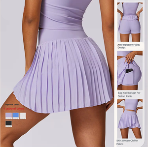 Solid Cool Women's Gym Fitness Activewear Culottes de tenis de una pieza de secado rápido Nueva falda deportiva plisada informal para deportes - Product Image 2