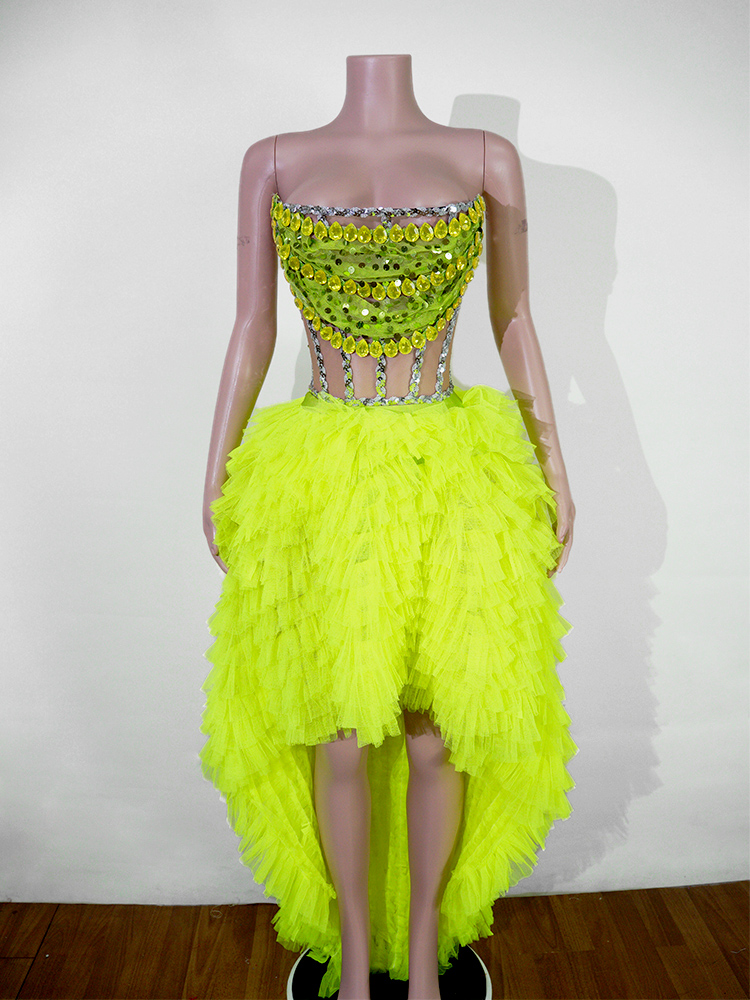 Wholesale Neon Green Dress Glass Rhinestones Add Glamour | Alibaba.com