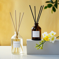 Diffuseur d'air en verre transparent personnalisé sans flamme 30ml 50ml 100ml, bouteille d'aromathérapie avec bouchon en liège, estampage à chaud, décoration d'intérieur, logo personnalisé