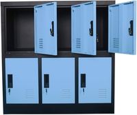 Armoire à outils moderne avec loquet à cadenas, couleur bleue, petit casier pour enfants et usage en salle de sport (Livraison gratuite US CA)