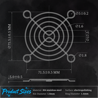 Grille de protection pour ventilateur DC GBOC 8 cm, véritable acier inoxydable 304, protection anti-doigts, utilisée pour grille de ventilateur de 3,15 pouces (80 mm) en maille métallique