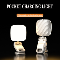 Lampe LED annulaire XKS USB Type-C rechargeable 200 mAh, mini portable à clipser, lumière d'appoint pour selfie à trois températures de couleur pour téléphone portable