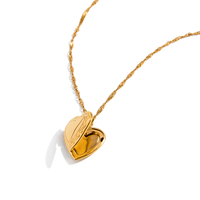 Colliers pendentifs boîte photo en acier inoxydable plaqué or 18 carats pour femme, motif amour, design élégant