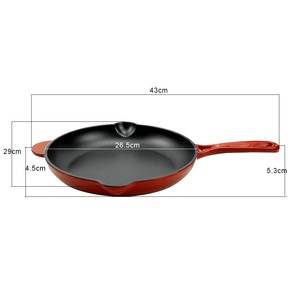 Poêle à frire classique ronde en <span class=keywords><strong>fonte</strong></span> <span class=keywords><strong>émaillée</strong></span> antiadhésive de 26,5 cm avec poignée d'aide et bec verseur, design tendance - Product Image 6