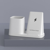 Support de téléphone à charge rapide 15W Type-C en ABS, organisateur de bureau créatif avec chargeur sans fil et porte-stylo – Idéal pour les professionnels