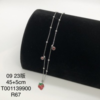 XUPING Nieuwe 14k Goudkleurige Geëmailleerde Aardbei Kersen Fruit Charm Verstelbare Ketting Parel Geknoopte Schattige Dames Sieraden