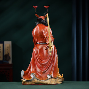 Zhong Kui Brass Statue Painted Figure Tabletop <b>Decor</b> Home Living Room Ornament - Product Image 3