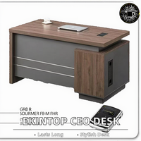 Pour le bureau de direction de luxe noir Ekintop Design moderne caractéristique extensible en bois de panneau pour le bureau du PDG