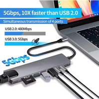 Hub USB-C 8-en-1 1000 Mégabits avec adaptateur HDTV 4K, lecteur de cartes SD/TF et chargeur rapide RJ45 pour ordinateur portable Windows