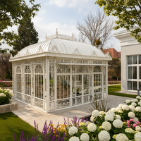 Serre en verre personnalisée de style victorien classique en fer forgé pour l'extérieur, pour mariage, en métal et acier