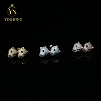 Boucles d'oreilles en argent 925 D couleur vvs pour femmes Boucles d'oreilles plaquées or 18 carats tête de léopard