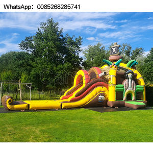 Structure gonflable commerciale 5 en 1 avec toboggan aquatique marbré violet, bleu et gris - Product Image 3