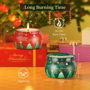 Bougie <span class=keywords><strong>en</strong></span> cire de soja longue durée pour Noël 2026, parfum lavande, biscuit, <span class=keywords><strong>sapin</strong></span> et pomme cannelle - Product Image 5