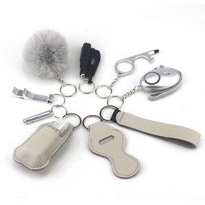 Set di 9 pezzi per esterno di auto-difesa torcia da esterno comodo portachiavi in metallo per donne personale allarme di sicurezza materiale in lega - Product Image 6