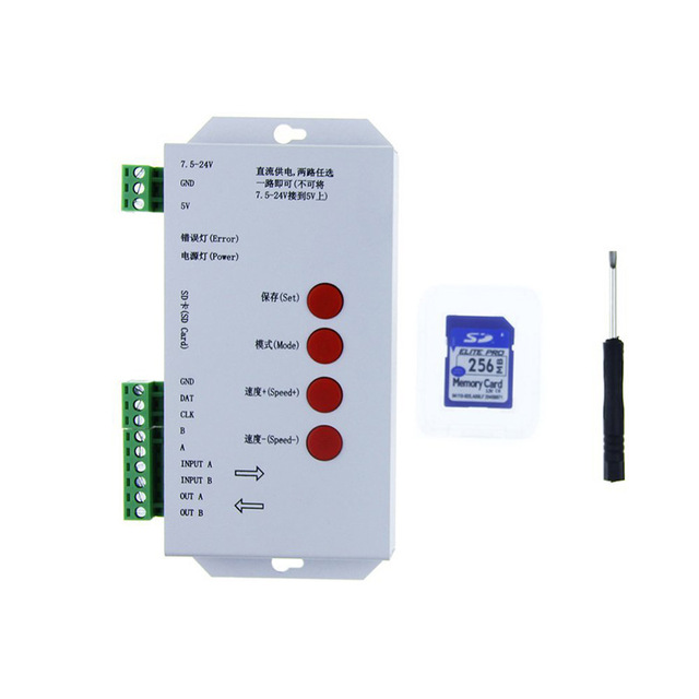 T-1000S Programmable LED Pixel Controller with SD Card, 2048 Points Control for RGB Strip Light