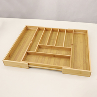 Organisateur de tiroir en bambou moderne et écologique, direct usine, avec plateau à couverts extensible et compartiments ajustables, pour rangement de salle de bain en gros