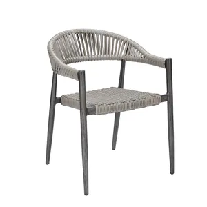 Patio corde plastique tissage tissu extérieur intérieur aluminium rotin jardin bistro club chaise gris pour le restaurant