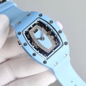 Fashion Bucket Shaped Blue Ceramic Women's Automatic Mechanical <b>Watch</b> <b>Diamond</b> Inlaid Luxury Dial High Quality <b>Watch</b> - Product Image 1