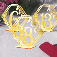 Numéros de table 3D en acrylique, centres de table de mariage, supports de marquage des places dorés et argentés effet miroir, panneaux DIY pour décorations de réception