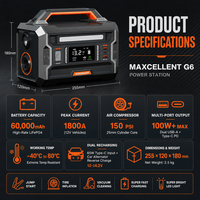 Pengisi Daya Baterai Mobil Portabel 8-in-1, Pompa Angin, Jump Starter, Power Bank, Pengisi Ban, 60000mAh, Arus Puncak 1800A, Penyedot Debu