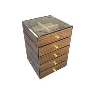Caja Organizadora de Joyas <span class=keywords><strong>Grande</strong></span> a Prueba de Polvo, Diseño Vintage de Grano de Madera de 5 Niveles para Guardar Pulseras, Pendientes, Anillos y Collares - Product Image 4