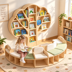 Wooden Tree Bookshelf <strong>Montessori</strong> Preschool Daycare <strong>Furniture</strong> for Library Classroom Childcare Kindergarten Toddler Kids - Product Image 1