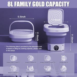 8-liter <b>Mini</b> Portable Folding Washing Machine, Equipped with Fully Automatic, Semiautomatic, Rotary Drying, - Product Image 5