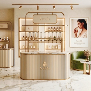 Custom Detachable Perfume Display Cabinet Mobile Perfume Bar <strong>Glass</strong> LED Showcase <strong>Shelving</strong> for Fragrance Store Kiosk Design - Product Image 6