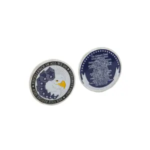 제조 업체 공급 금속 기념 동전 독수리 머리 베테랑 구호 색상 인쇄 기념 수집가 동전