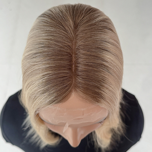 Topper en dentelle 5x6 pouces entièrement noué à la main, avec filet en dentelle 0.11, pour femmes, couleur blonde balayage, en cheveux humains vierges européens - Product Image 5