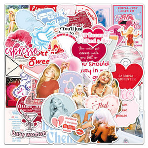 50 pièces mode <span class=keywords><strong>Sabrina</strong></span> charpentier chanteur Graffiti autocollants pour téléphone portable décor Album lyrique autocollant - Product Image 1