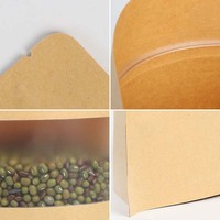 Sac en papier kraft brun pour l'emballage alimentaire avec fenêtre transparente et fermeture éclair, sacs en papier recyclables, sac en papier kraft brun pour l'emballage alimentaire