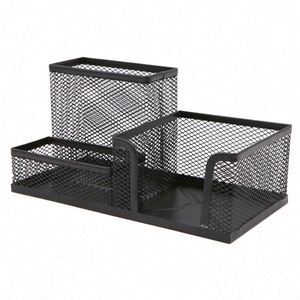 Organizador de Escritorio de Malla, Porta Suministros de Oficina con Porta Lápices y 3 Compartimentos, Cestas de Almacenamiento para Accesorios de Escritorio - Product Image 2