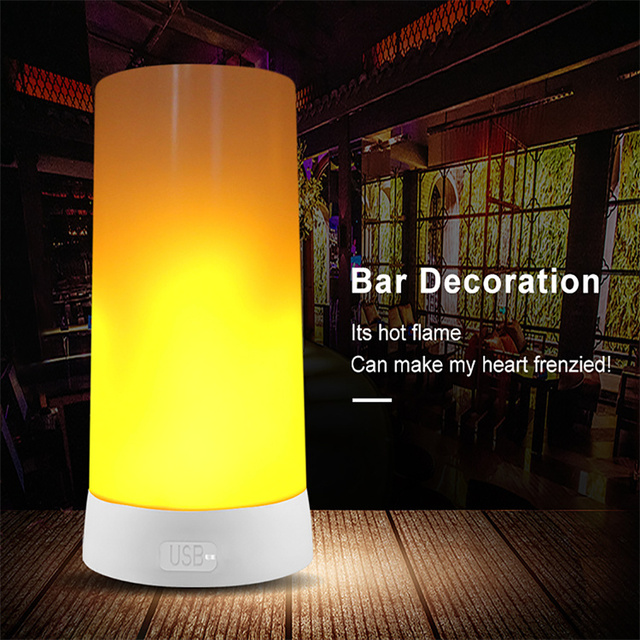 Factory Remote Control USB Rechargeable Magnet Smart Home Decoration Flame Effect Led Bulb Fake Fire Flame Night Light Lamp