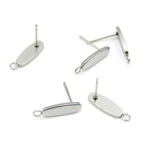 Stainless Steel Oval Stud <b>Earrings</b> With Single Loop For <b>Tassel</b> DIY Jewelry Accessories Unisex Fashion Jewelry - Product Image 3