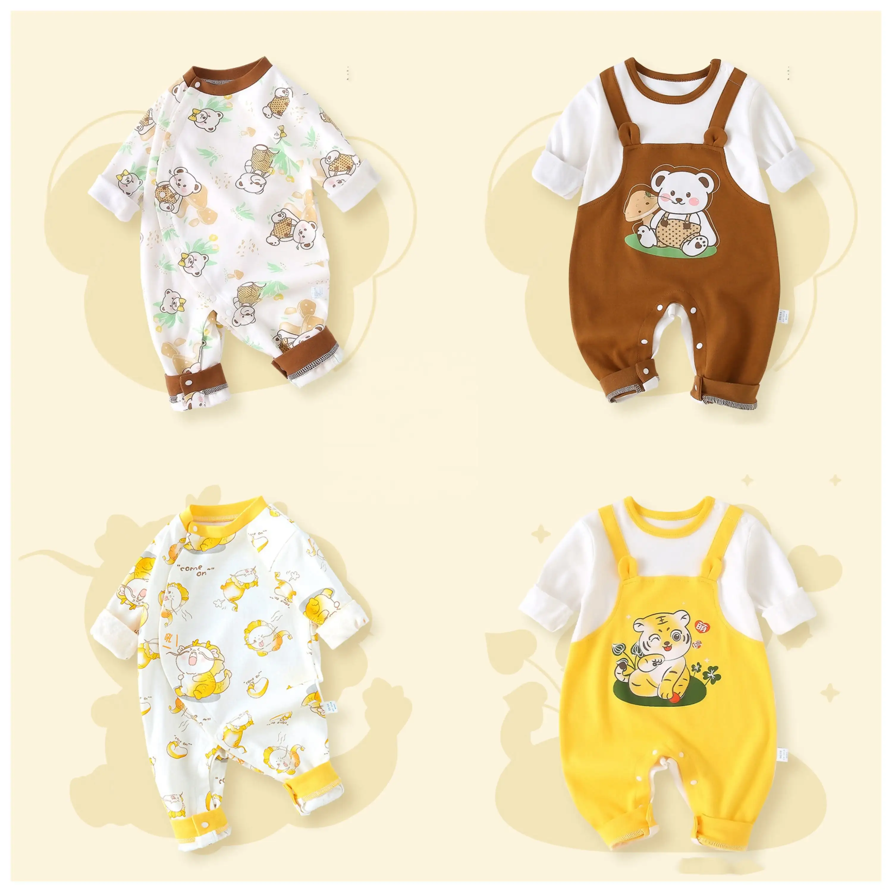 Baby Rompers Newborn Clothes New Spring And Fall Cotton Baby Long Sleeved Crawling Clothes Bottoming Clothes Children Clothing