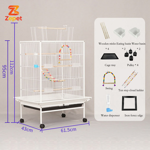 Cage à oiseaux en métal durable anti-corrosion améliorée avec <span class=keywords><strong>poulie</strong></span> pratique et étagère inférieure pour perroquets - Product Image 4