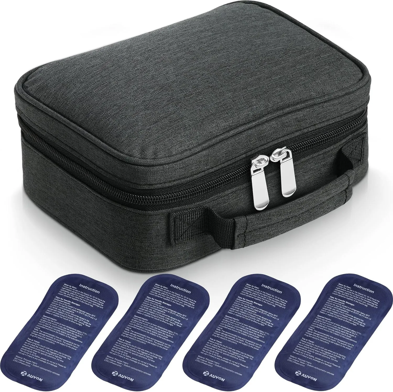 Portable Insulin Cooler Travel Case Insulated Diabetic Carry Syringe Bag with 4pcs ICE Pack for Insulin Pens and Blood Glucose