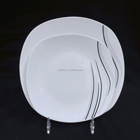 Assiette à soupe carrée en porcelaine imprimée avec Logo personnalisé, décalcomanie de 9 pouces