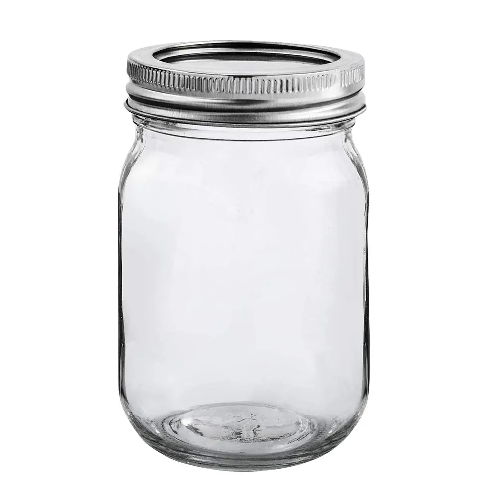 Custom 8 oz 16 oz 32 oz Empty Clear Wide Mouth Canning Food Storage Glass Mason Jar with Lids for Canning