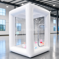 Cube à argent gonflable commercial en PVC de 1,6 m, machine à argent gonflable, maison ballon transparente pour événements promotionnels et location de fêtes