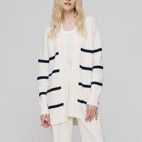 Fournisseur OEM Tricots Personnalisé Noir Blanc Coton Grande Taille Tricot Côtelé à Manches Longues Pull Cardigan Rayé Devant Ouvert pour Femmes