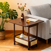 Canapé mobile moderne en bois de bambou pour salon, petite table basse pliante multifonctionnelle avec rangement, facile à nettoyer, meubles pour la maison
