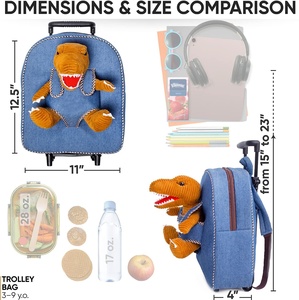 Sac à dos à roulettes personnalisé FSY <span class=keywords><strong>Dinosaure</strong></span> <span class=keywords><strong>Valise</strong></span> pour tout-petits Bagages pour enfants <span class=keywords><strong>Valise</strong></span> pour enfants avec roulettes pour garçons Sac à dos à roulettes - Product Image 2