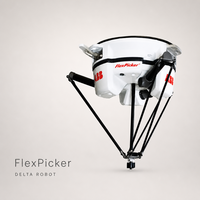 Robot Delta ABB IRB 360 FlexPicker, charge utile de 3 kg, en acier inoxydable pour applications de manutention alimentaire