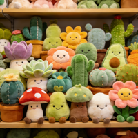 Vente en gros de jouets en peluche assortis (cactus, avocat, champignon) de 4/8/10 pouces, mini peluches pour machine à grue, peluches douces, directement de l'usine