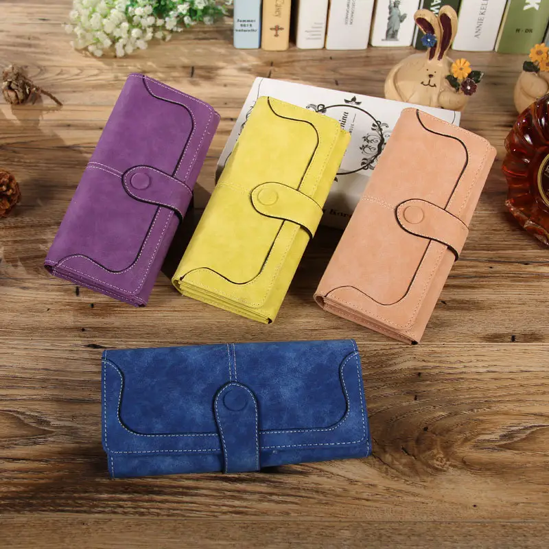 Cartera de piel sintética para mujer, cartera femenina de estilo largo, a la moda, de color interior, igual que en el exterior, 2020